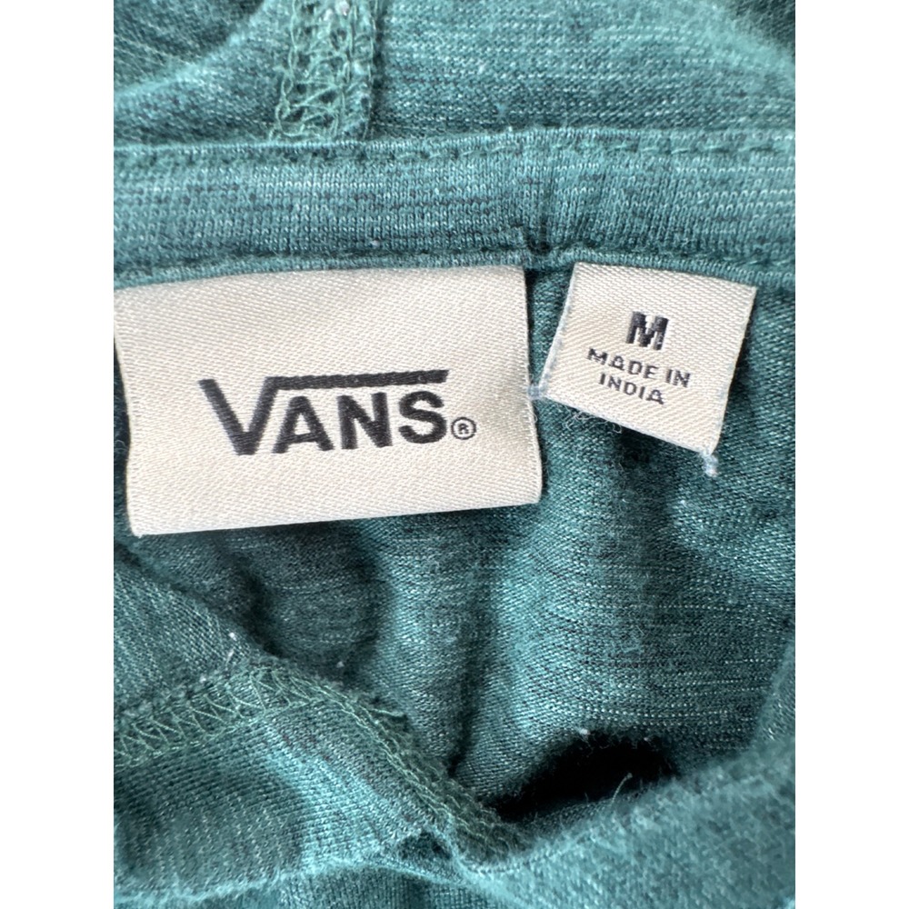 Vans Off The Wall Mens Medium Green Heathered Lightweight Raglan Hoodie Shirt - Picture 3 of 9